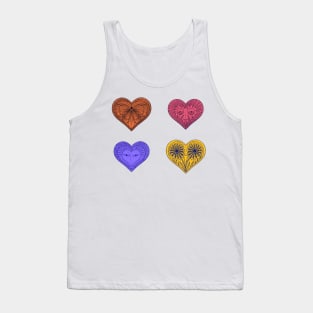 Cute orange, purple, red and yellow hearts Tank Top
